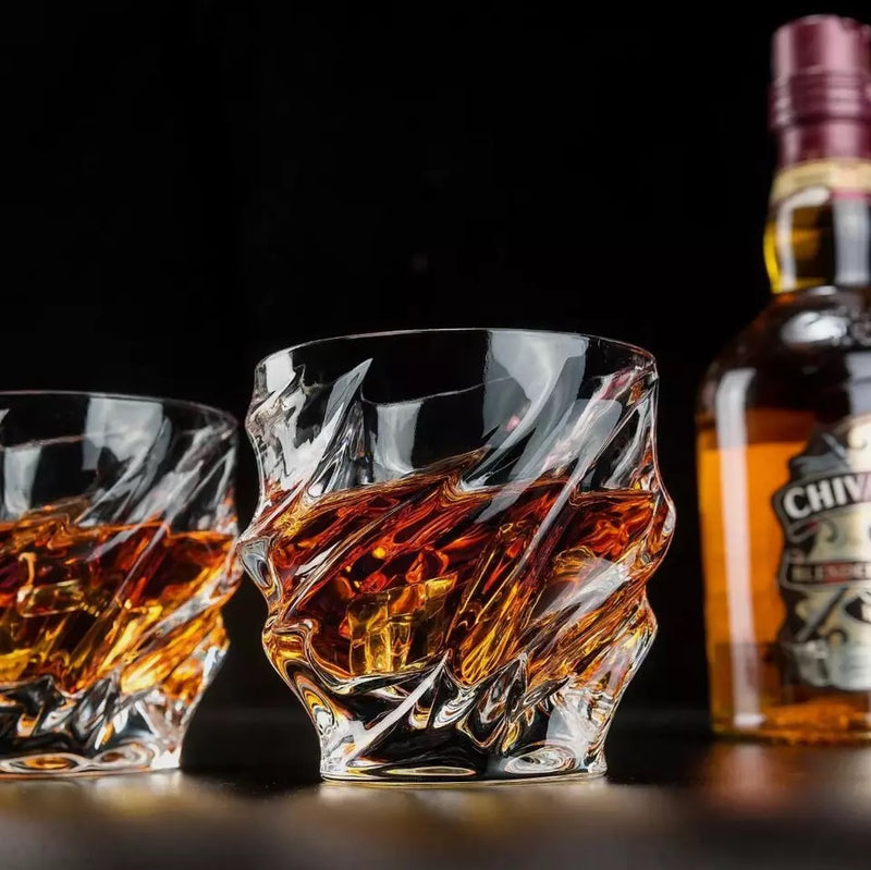 Twisted Glass Whisky Tumbler Set